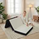 Foldable Mattress Twin Memory Foam Tri Folding Pad Washable, 75x38x4" White | Tri Fold Floor Mattresses, 4 inch Thickness, Removable Cover, Nap Pad, Guest Visitor Sleeping pad ,Travel RV Camping Pad