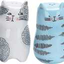 Bico Cartoon Cat Salt & Pepper Shaker Set, Handpainted Stoneware, Dishwasher Safe