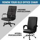 Shukii Waterproof Office Chair Cover PU Leather Computer Seat Covers Stretch Rotating Chair Slipcover with Elastic Bottom Universal Chair Protectors for Rotating Boss Chair (Black, Large)