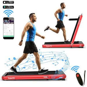 SuperFit 4.75HP 2 In 1 Folding Treadmill W/Remote APP Control, Red