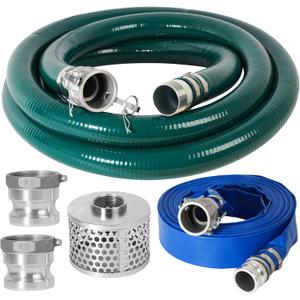 2 Discharge Hose Pump Kit for Backwashing and Drainage | 20 Green Suction + 65 Blue Discharge PVC Hoses with Carbon Steel Filter | Ready-to-Use Setup Saves Time & Effort