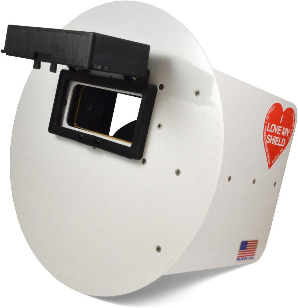 Wendy's Pancake Welding Hood Helmet w/Strap - Right Handed - White FLIP UP Lens