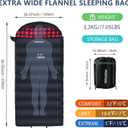 0 Degree Sleeping Bag 100% Cotton Flannel XXL Cold Weather Winter Oversized Sleeping Bag for Adults Camping Zero Degree Big and Tall with Compression Sack