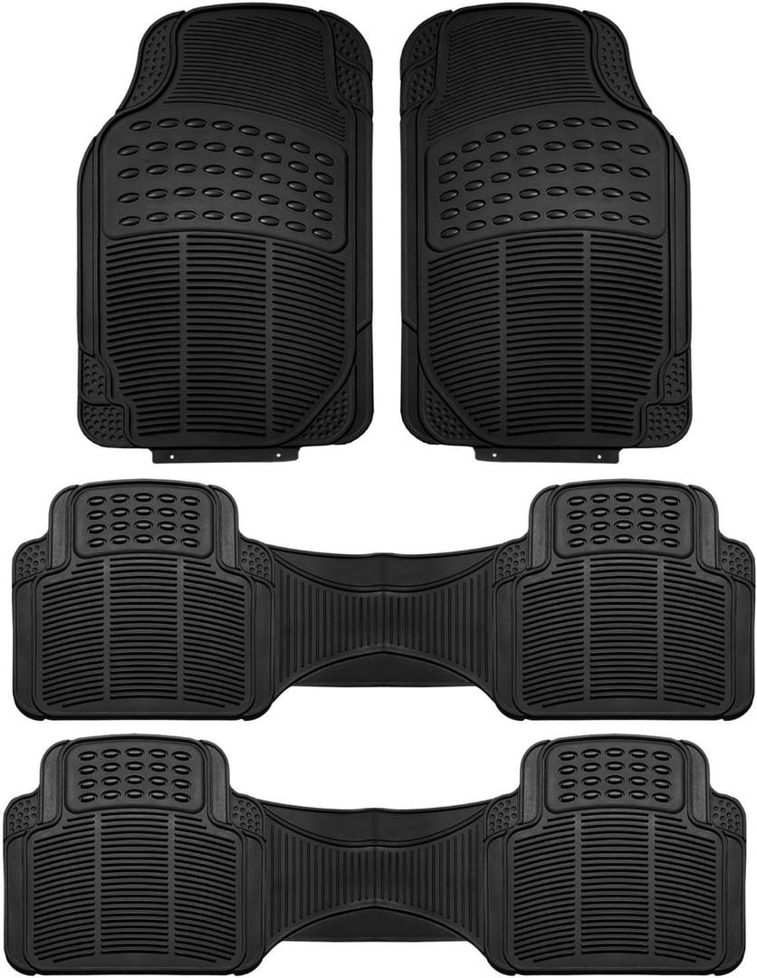 FH Group Car Floor Mats - Heavy-Duty Rubber Floor Mats for Cars, Universal Fit 3 Rows Full Set, Trimmable Automotive Floor Mats, ClimaProof Floor Mats, Floor Mats For SUVs, Truck Floor Mats Black