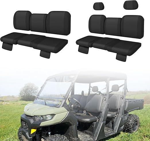Defender Max Seat Cover with Storage Pockets - Waterproof PU Coatin Compatible with Can Am Defender Max HD8 HD9 HD10 All Models, UTV Seat Covers, Defender Accessories