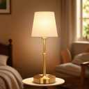 Cordless LED Table Lamp, 5200mAh Portables Rechargeable Battery Desk Lamp, Touch Bedside Lamp with Fabric Shade, Stepless Dimmable Light for Bedroom, Dining Room, Patio, Balcony