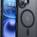 CANSHN Magnetic for iPhone 16 Case [Compatible with MagSafe & MIL-Grade Drop Tested] Slim Translucent Matte Cover, Anti-Scratch Shockproof Phone Case for iPhone 16, Black