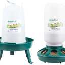 Chick Feeder and Waterer Set, 0.3 Gal Feeder and 0.4 Gal Waterer with 3 Adjustable Heights (Green)