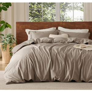 Bedsure 100% Washed Cotton Duvet Cover Queen Size - Natural White Minimalist Cotton Duvet Cover Linen Like for All Seasons - Gentle Soft Plain Simple Bedding (Light cream, Queen, 90"x90")