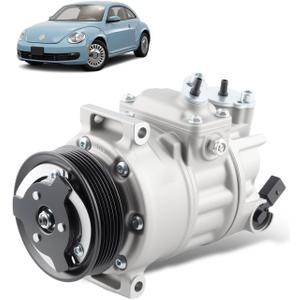 AC Compressor with Clutch Fit for 2006-2015 for Volkswagen Jetta Passat Tiguan Bora Eos 1.8L 1.9L 2.0L 2.5L CO 11237C Automotive Replacement A/C Compressor 1K0820859S, 1K0820859D
