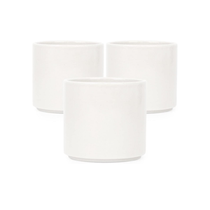 Set of 3 Ceramic Plant Pots, 3" White Modern Cylinder Pot with Drainage Hole for Home Office Decoration