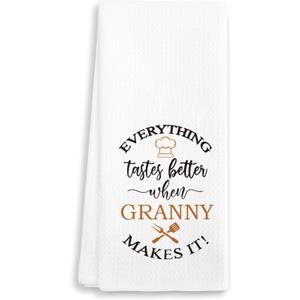 Granny Gifts Kitchen Towel-16 x24 Everything Tastes Better When Granny Makes It! Grandma Bathroom Hand Towel, Grandma Gifts for Mother's Day, Birthday, Christmas, etc.(027)