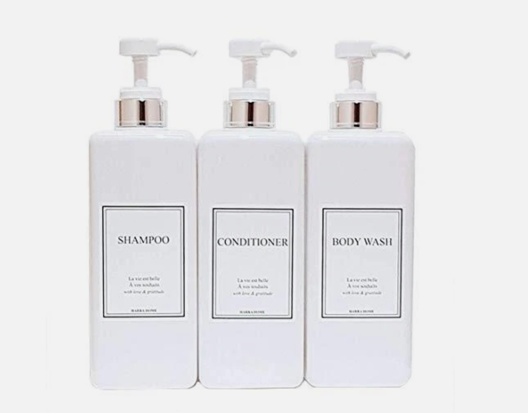 Harra Home Modern Gold Design Dispenser Set Pack Of 3 White