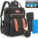 PIIOSER Diaper Bag Tote with Ice Pack, Large Capacity & Waterproof Diaper Bag Backpack for Moms Dads, Insulated Baby Tote Bag with Changing Pad, Stroller Straps & Pacifier Case, Black