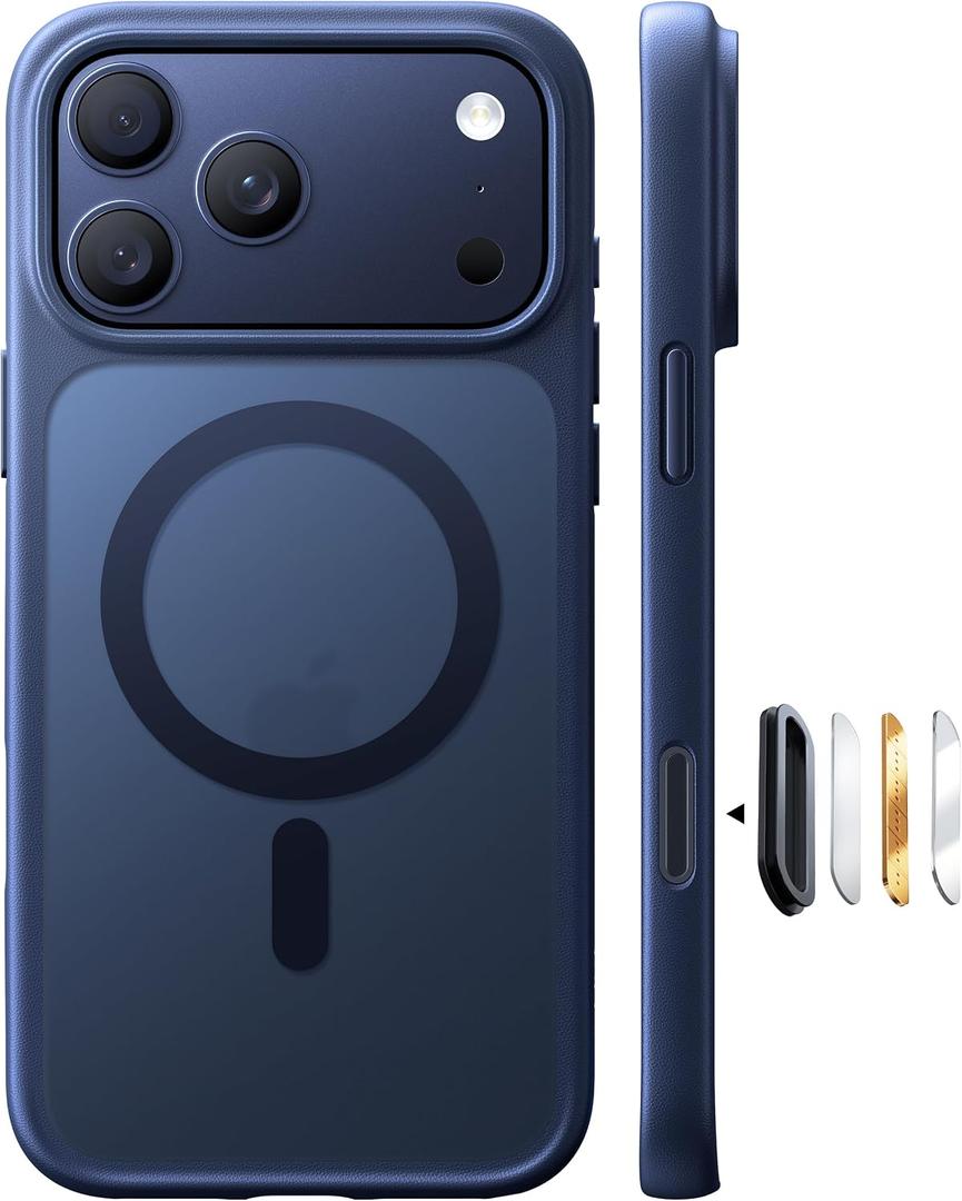 TORRAS Stronger Magnetic & Shockproof for iPhone 17 Pro Max Case, Fit for MagSafe, Mil-Grade Drop Protection, Camera Control, DIY Button, Slim for iPhone 17 Pro Max Phone Case Translucent Deep Blue