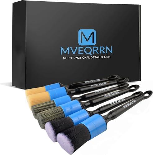 MVEQRRN 6pcs Car Detailing Brush Set-2pcs Boars Hair Car Detailing Brushes,2pcs Ultra Soft No Scratch Detailing Brush for Air Vent,Leather Seat 2pcs Detail Brushes for Interior Exterior(Blue)