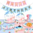 96 Pcs Gender Reveal Plates and Napkins set-Serve 24, Boy or Girl Gender Reveal Party Tableware Set Includes Disposable Scalloped Paper Plates Napkins & Forks for Baby Gender reveal Party