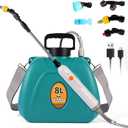 2 Gallon Battery Powered Garden Sprayer, Electric Weed Sprayer with 2 Adjustable Speed, Battery Indicator,Rechargeable Retractable Wand with Adjustable Shoulder Strap for Lawn,Garden,Yard