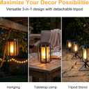 Solar Lanterns Outdoor Waterproof Garden Decor, Flickering Flame Hanging Solar Lights with Tripod Decoration Outside for Yard, Patio, Backyard, Garden, Ideal Gifts for Women Mom Grandma