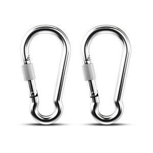 KINLINK 2 Pack Screw Locking Carabiner - 7.00 inch Heavy Duty Carabiner Clips, 304 Stainless Steel Large Caribiner for Camping, Swing, Hammock, Hiking, Weight Lifting Machine, Home Gym Equipment