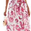 KIRUNDO Women Spring Summer Wedding Guest Boho Floral Maxi Dress Puff Sleeve Button Shirt V Neck Flowy Beach Vacation Dress (S)