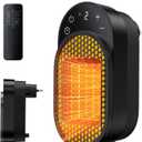 Wall Outlet Space Heater, 450W Plug in Electric Heater with Adjustable Modes & 12h Timer & Led Display, 3s Fast Heating, Portable Heater for Office Drom Room (Black)