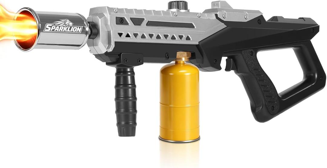 Powerful Propane Torch Gun, Adjustable Flame Thrower Gun for BBQ, Charcoal Lighter, Steak Searing, Campfire, Fire Pit, Outdoor Cooking (Tank Not Included)