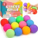 12 Pack Slow Rising Stress Ball, Stress Balls for Kids Adults, Stretchy Fidget Toys for Stress Relief, Hand Therapy Sensory Squishy Ball, Squishy Toys for Kids, Classroom Prize Box Party Favors (1.6 In)