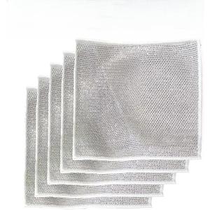 Multipurpose Wire Dishwashing Rags for Wet and Dry,Multi-Use Kitchen Scrubbers,Non Scratch,No Odor, Reusable for Cookware,Dishwashing Cloth for Home Kitchen ,Cooktop,Sinks, Dishes,Stove Top (5pcs)