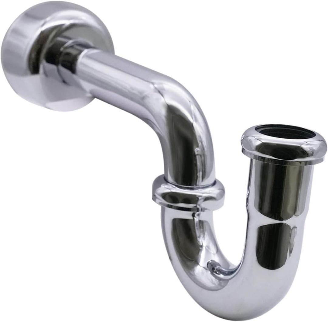 Westbrass D400-1-26 1-1/2" OD 17 gauge P-Trap with High Box Flange, Polished Chrome