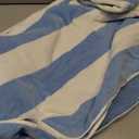 CLOWOOD Cotton Oversized Beach Towel - Large 35 x 70 in Striped Pool Towel, Soft Velour Big Cabana Swimming Towel (Alaskan Blue)