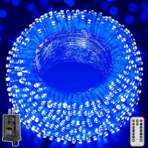 Ollny Christmas Lights Outdoor 800LED 262FT, Blue Plug in Fairy Lights with Remote, 8 Modes Waterproof Timers Dimmable LED String Lights for Indoor House Outside Bedroom Patio Balcony