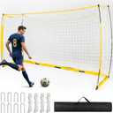 Soccer Goal,12x6ft Soccer Net for Backyard Training, Upgraded Collapsible Metal Base, Portable Soccer Goals for Backyard, Easy Set Up Soccer Net with 1 Carry Bag & 4 Guy & Ropes 8 Ground Stakes