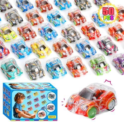 Worgree 50 Pcs Mini Pull Back Cars, Small Race Car Toys Bulk Party Favors for Kids 4-8 8-12 Treasure Box Toys for Classroom Prizes Pinata Goodie Bags Stuffers Birthday Gifts for Boys Girls Toddlers