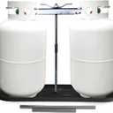 RV Dual Propane Tank Mounting Rack 40lb,30lb and 20ld Tanks for Camper and Travel Trailers with Different Connecting Pipes, Black, White, Grey or Red Options (Black)