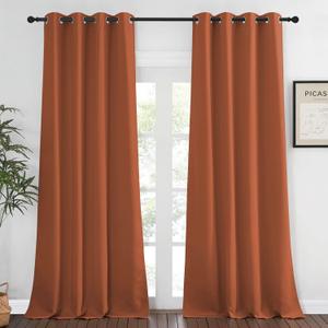 NICETOWN Blackout Burnt Orange Curtain for Living Room - Grommet Top Thermal Insulated Window Treatment Energy Saving Sound Reducing Drape for Bedroom (Burnt Orange, 1 Panel, W52 x L95)