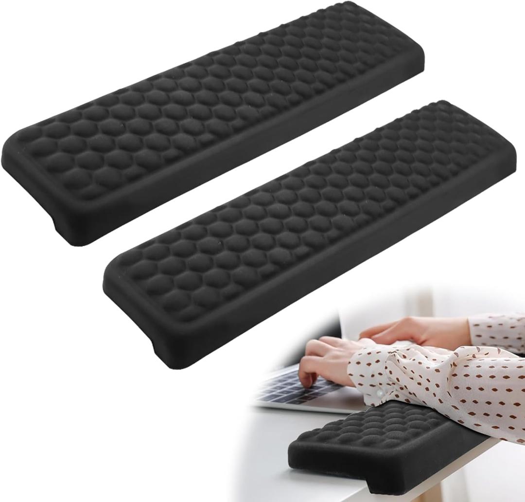 Elbow Pad for Desk, 2 Pack Memory Foam Keyboard Wrist Rest for L-Shaped Desk, Non-Slip Wrist Rest for Computer Keyboard, Elbow Pads for Office Home (Black)