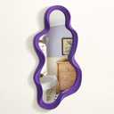 Wavy Wall Mirror for Girly Nursery Bedroom Decoration, 13.8x29.7 Noble Cloud-Shaped Decorative Funky Mirrors for Modern Classical Home Office Living Room Housewarming Birthday Gift (Purple)