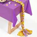 Princess Theme Table Runner Braided Tablerunner Purple and Gold Satin Decor 79 Inch Table Decorations for Wedding Birthday Party Baby Shower Anniversary Party Supplies