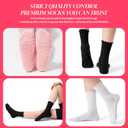 COOLMATE Pilates Socks with Grips for Women, Yoga Socks, Crew Non Slip Women for Barre, Pilates Gifts for Women (A-06k. 4 Pairs Ruffle Black/White/Light Purple/Pink)