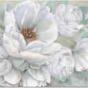 SEVEN WALL ARTS White Flower Canvas Wall Art Modern Blossom Floral Painting Large Abstract Pictures Landscape Print Framed Artwork for Living Room Bedroom Office Home Decor 36"x 24"