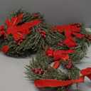 YoleShy 6 Pcs Small Christmas Wreath 12'' Mini Wreaths for Kitchen Cabinet Wreaths with Berry & Red Velvet Bow Ribbon Window Wreath Christmas Xmas Farmhouse Decoration for Front Door Chair Wall