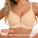 Womens Wireless Jelly Balconette Bra No Underwire Seamless Push Up Bras Mesh Sexy Deep V Everyday Tshirt Bra (Beige, XXXL)