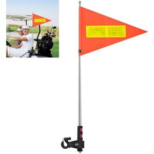 Golf Cart Flag Pole Reflective Orange Safety Flag 8.7 x 11.8 Inch Golf Cart Accessories 47.2 Inch Telescopic Pole Golf Cart Flag Mount Wheelchairs High Visibility