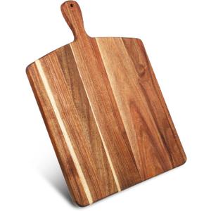 16.5"x13" Acacia Wood Cutting Board with Handle, Wooden Charcuterie Boards, Thick Chopping Board, Bread Cheese Pizza Serving Platter Butcher Block, Vegetables Fruits Serving Tray