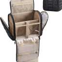 BAGSMART Travel Toiletry Bag with Removable Partition, Puffy Water-resistant Fabric Hanging Organizer for Full-Size Toiletries, Accessories, Black