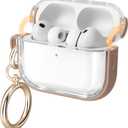 for Airpods Pro 3 Case Clear, Soft TPU Transparent Anti-Yellowing for Apple AirPods Pro 3rd Generation (2025) Case Cover for Men & Women with Keychain, Military-Grade Shockproof, Clear+Brown