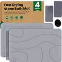4Pcs Stone Bath Mat - No Smell Quick Dry Diatomaceous Earth Bath Mat - Super Absorbent Diatomite Stone BathMat Non-Slip, Easy to Clean 1xStone &1xFoldable Mat, 2xStone Dishes 23.515.5"