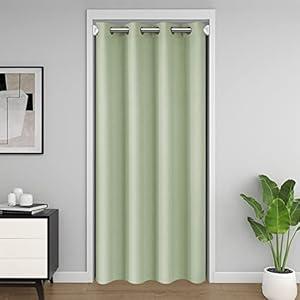 Door Curtain for Doorway Privacy, Sliding Closet Door Curtains 80 Inch Length Insulated Thermal Privacy Curtain Cover for Room Divider, Blackout Doorway Curtain Grommet Top, 1 Panel, W42 X L80, Sage