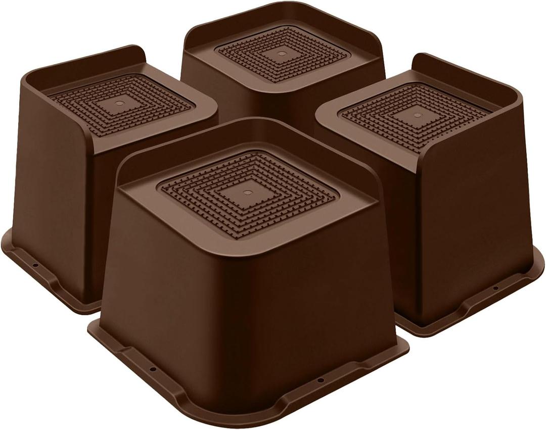 Bed Risers 4 Inch Heavy Duty, Furniture Risers for Bed Desk Table Sofa Couch,Oversized Bed Lifts Risers,Support up to 5000 Lbs(4 Pack Brown)